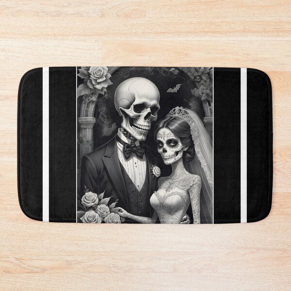 Item preview, Romantic Skull Couple Wedding - Haunting Halloween Gothic Art designed and sold by creativaimages.
