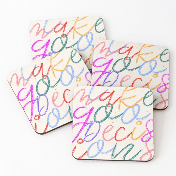 Item preview, I Make Goo Decisions, Typography Funny Quirky Words, Whimsical Pastel Colorful Witty Letters, Eclectic Hand-drawn Contemporary Lettering Art Print designed and sold by 83oranges.com.