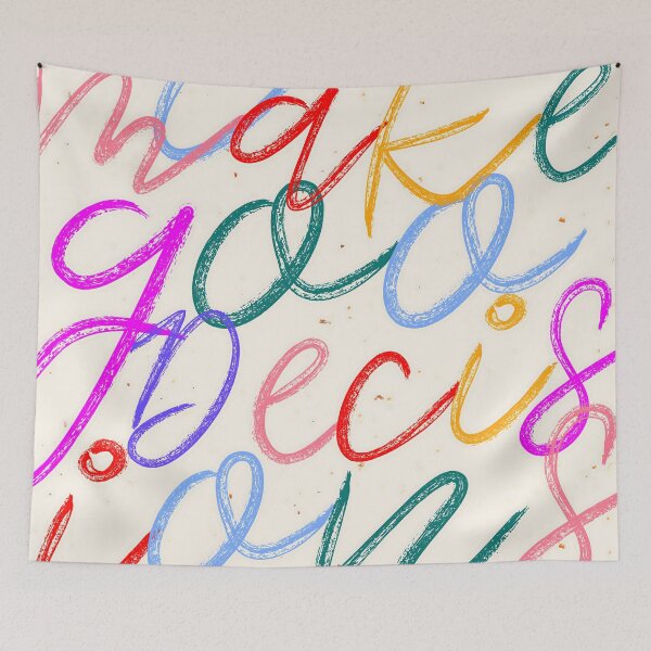 Item preview, I Make Goo Decisions, Typography Funny Quirky Words, Whimsical Pastel Colorful Witty Letters, Eclectic Hand-drawn Contemporary Lettering Art Print designed and sold by 83oranges.com.