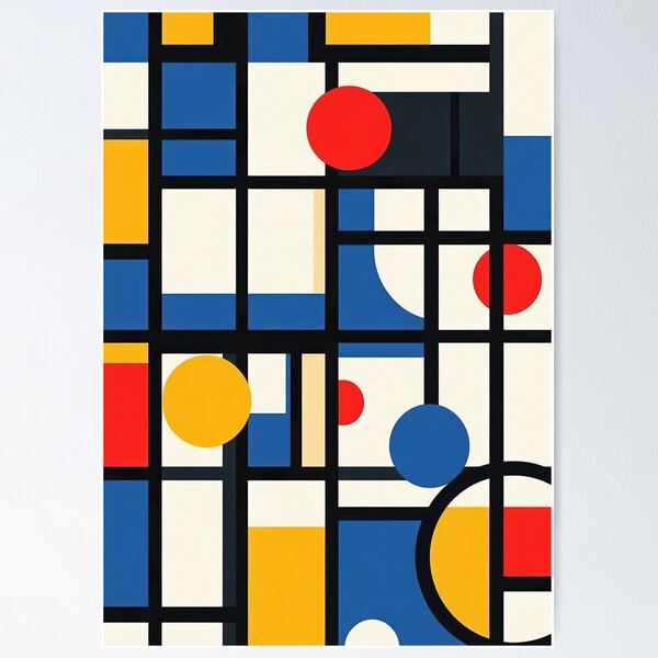 Item preview, Bauhaus, Bauhaus, inspired by Piet Mondrian, red, blue, yellow designed and sold by ArtHouseNiklas.