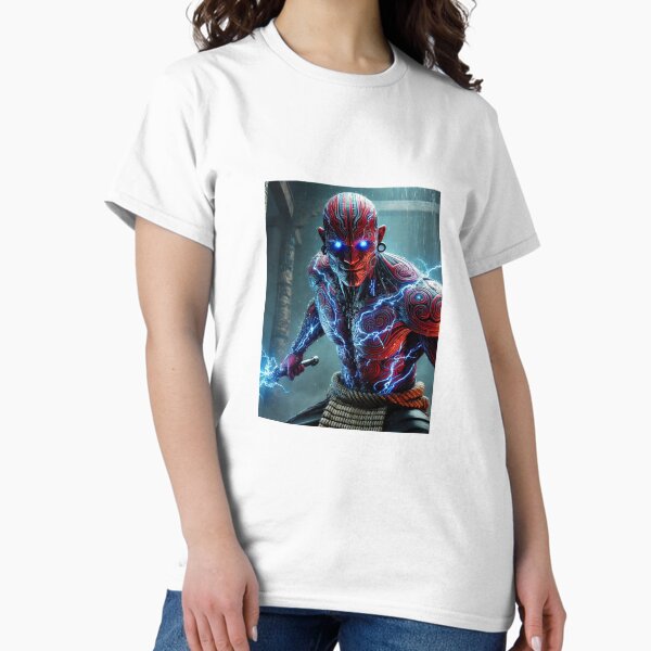 Item preview, "Electric Māori Warrior – Red Skull Defender" designed and sold by MiharoAiDesigns.