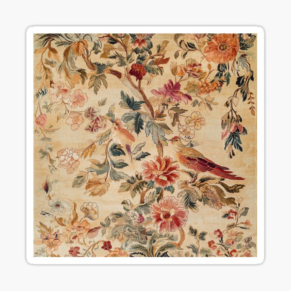 Aperçu de l'œuvre Tapis à motifs floraux et oiseaux antiques créée et vendue par GrinGalore.