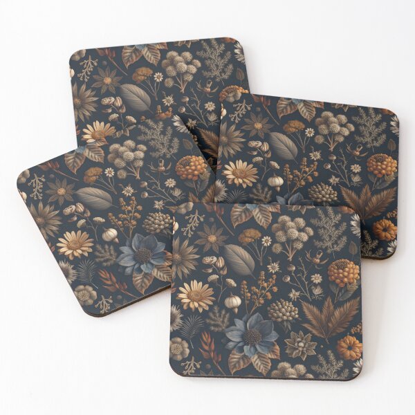 Item preview, Mystical dark pattern with flowers and plants.Pattern with dried flowers designed and sold by Anhen-new-style.