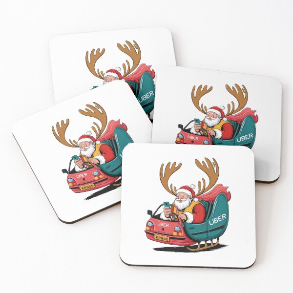 Item preview, Funny Santa Driving Uber Sleigh Cartoon Design designed and sold by ObjCrea123.