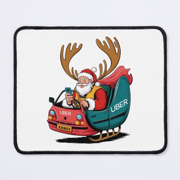 Item preview, Funny Santa Driving Uber Sleigh Cartoon Design designed and sold by ObjCrea123.