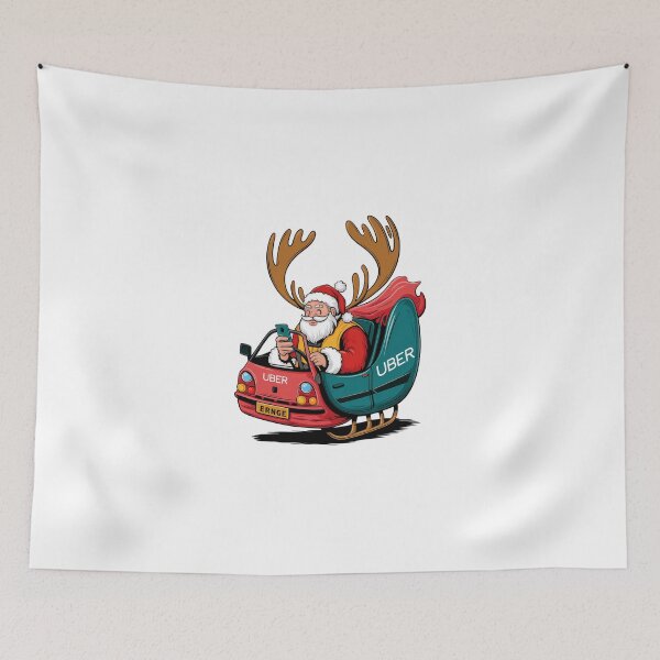 Item preview, Funny Santa Driving Uber Sleigh Cartoon Design designed and sold by ObjCrea123.