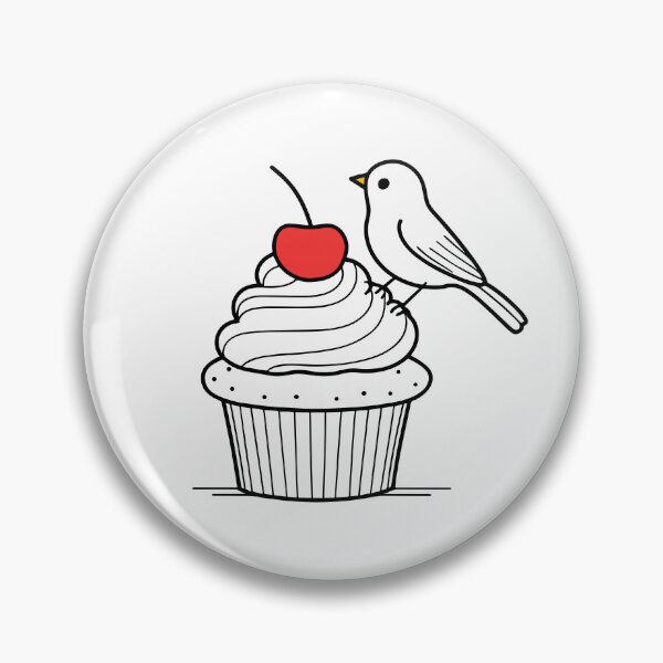 Item preview, Cute bird pecking a cupcake with a cherry on top designed and sold by rasagamastore.