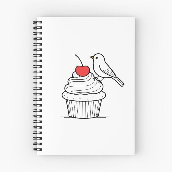 Item preview, Cute bird pecking a cupcake with a cherry on top designed and sold by rasagamastore.