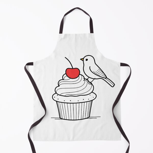 Item preview, Cute bird pecking a cupcake with a cherry on top designed and sold by rasagamastore.