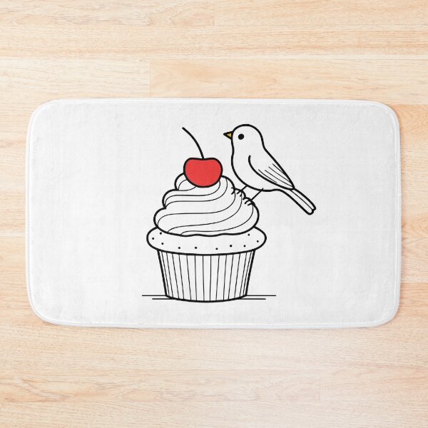Item preview, Cute bird pecking a cupcake with a cherry on top designed and sold by rasagamastore.