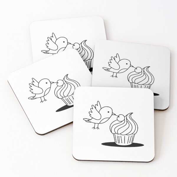 Item preview, Cute bird pecking a cupcake with a cherry on top designed and sold by rasagamastore.