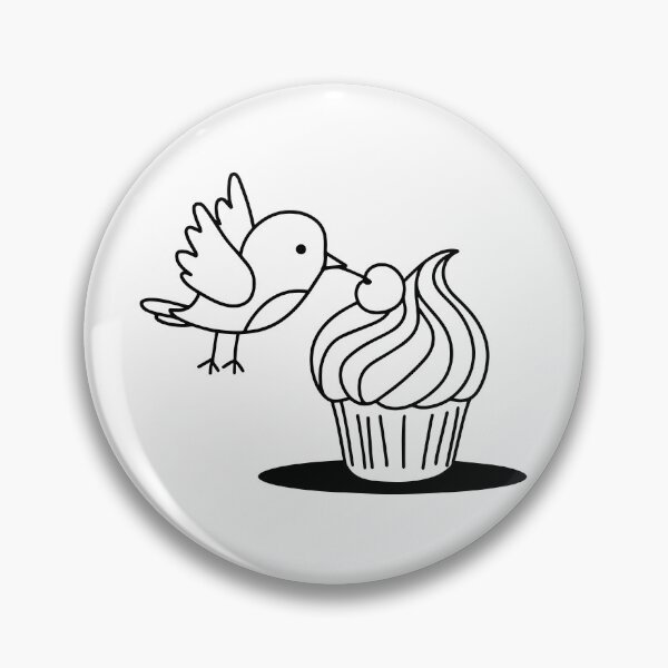 Item preview, Cute bird pecking a cupcake with a cherry on top designed and sold by rasagamastore.