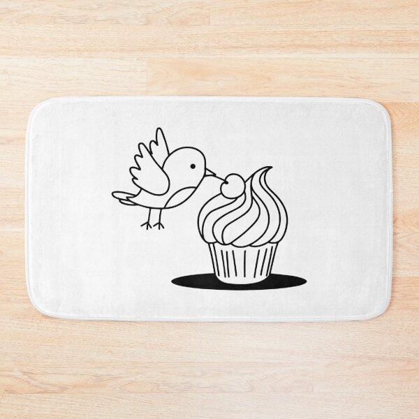 Item preview, Cute bird pecking a cupcake with a cherry on top designed and sold by rasagamastore.