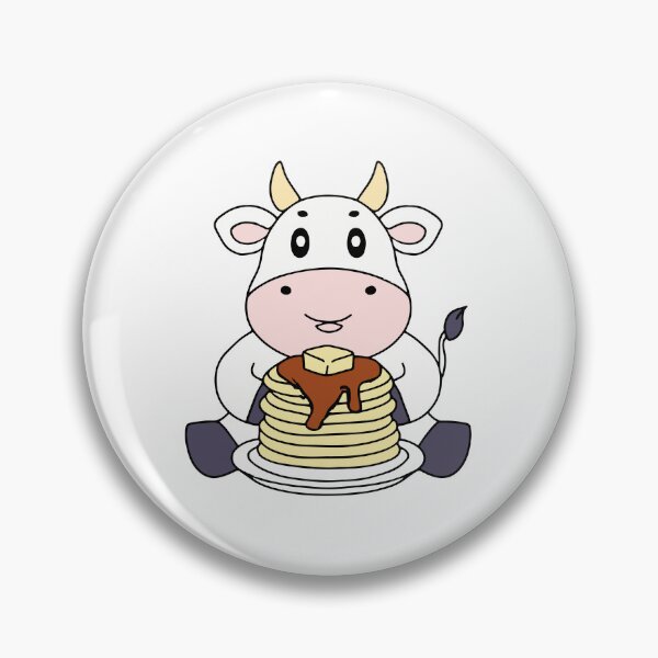 Aperçu de l'œuvre Jolie vache tenant des crêpes avec du sirop et du beurre créée et vendue par rasagamastore.