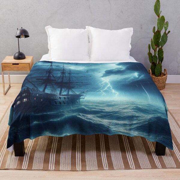 Item preview, a ship in the cold night during a storm designed and sold by mikaws.