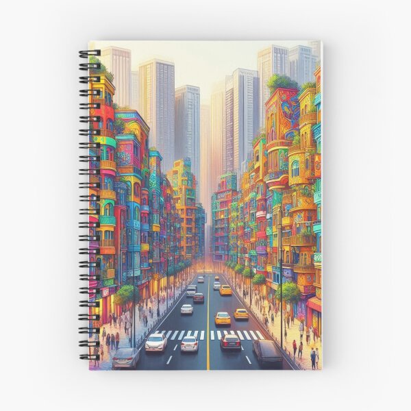 Item preview, colorful lifeful city filled with tall beautiful buildings designed and sold by mikaws.