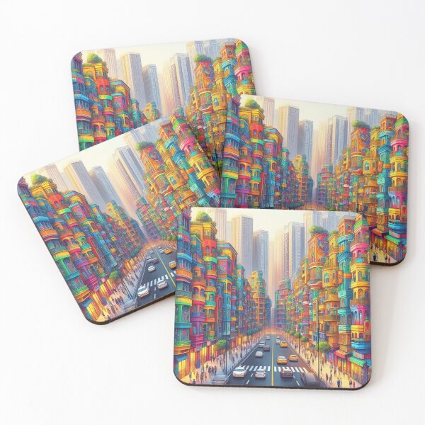 Item preview, colorful lifeful city filled with tall beautiful buildings designed and sold by mikaws.