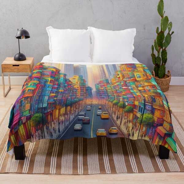 Item preview, colorful lifeful city filled with tall beautiful buildings designed and sold by mikaws.