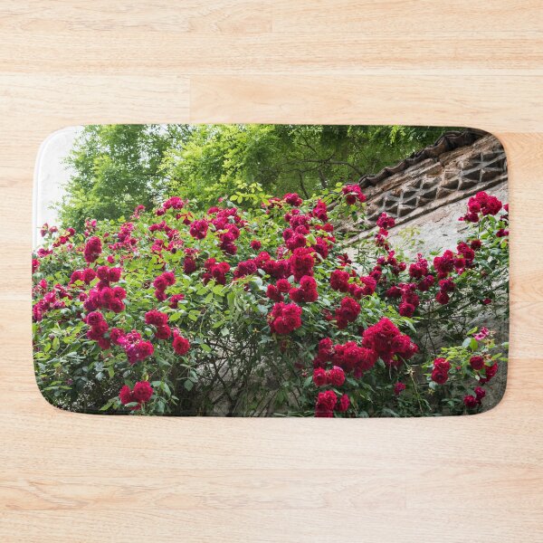 Item preview, Prolific Crimson Rosebush and Antique Stone Wall designed and sold by Georgia Mizuleva.