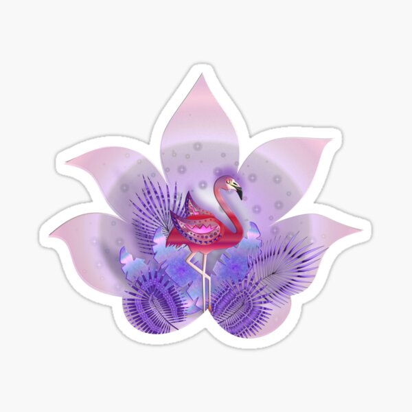 PINK AND VIOLET FLAMINGO 179. Sticker
