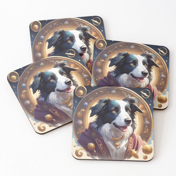 Item preview, Cosmic Border Collie Astrologer - Dog Art designed and sold by CrownedCanvas.