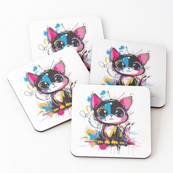 Item preview, Colorful Splatter Art of a Cute Cat designed and sold by Halina-il.