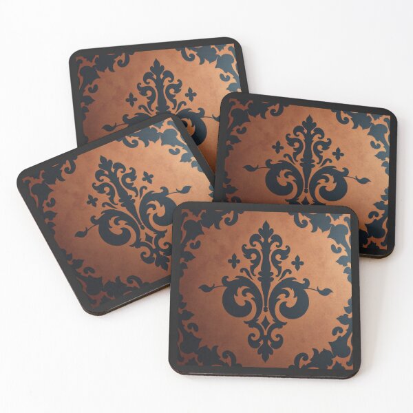 Item preview, Rust & Black Antiqued Damask designed and sold by DesignsByPrnces.