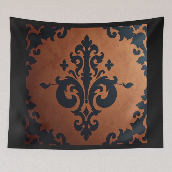Item preview, Rust & Black Antiqued Damask designed and sold by DesignsByPrnces.