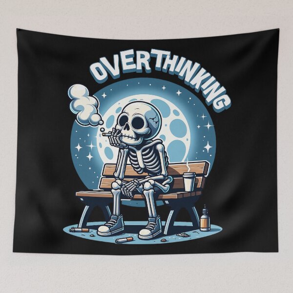 Item preview, Overthinking Skeleton - Sarcastic Dark Humor Gift  designed and sold by InkyGenies.
