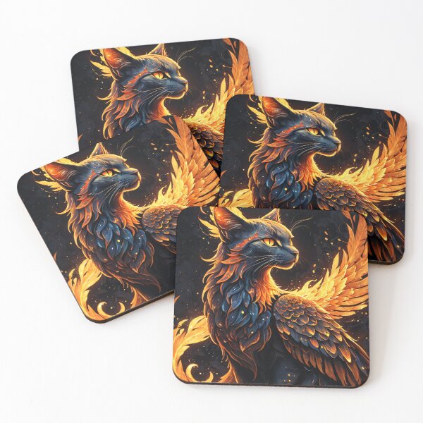 Item preview, Majestic Phoenix Cat with Fiery Wings designed and sold by ByteyCreatives.