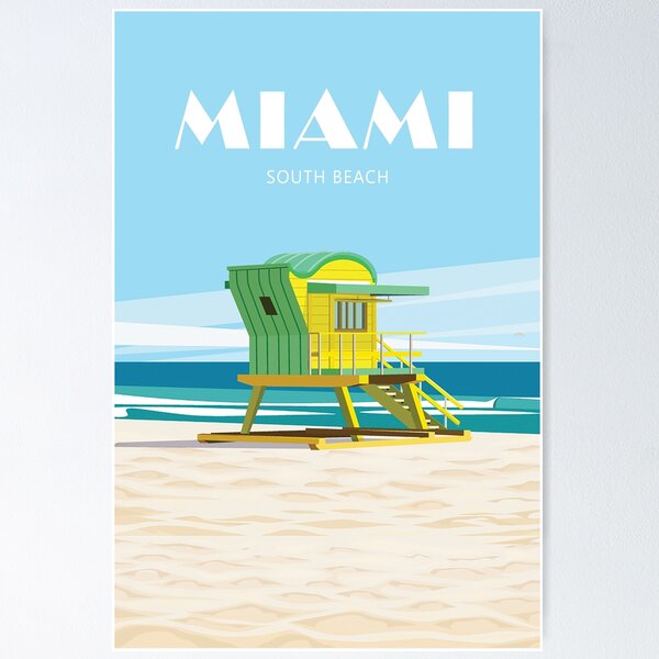 Item preview, vintage retro  Miami travel poster south beach designed and sold by Arctic frame studio.