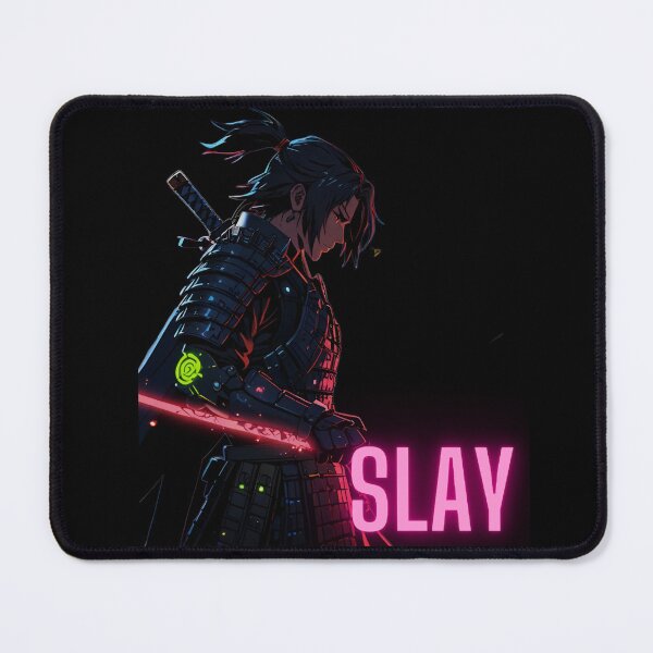 Item preview, Title: Neon Samurai Slay - Futuristic Warrior designed and sold by DaanyaalHussain.