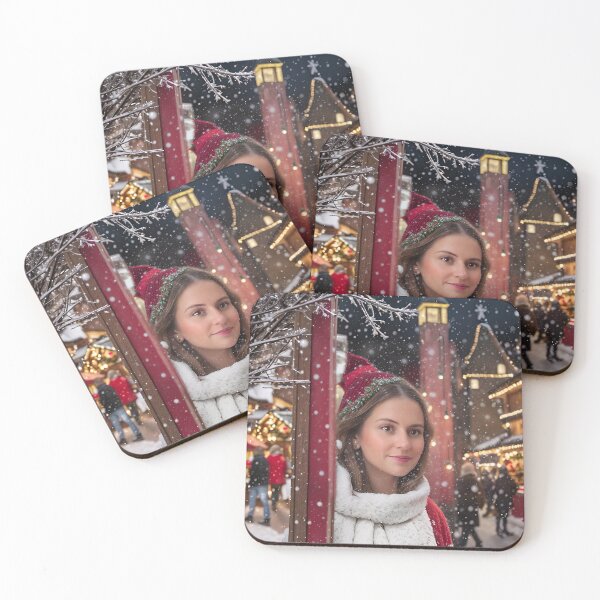 Item preview, Girl shopping in Christmas market designed and sold by Jennifer Morcom.