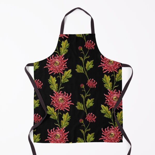 Item preview, Macabre floral skull & chrysanthemum pattern in pink, green, and black designed and sold by RedFinchDesigns.