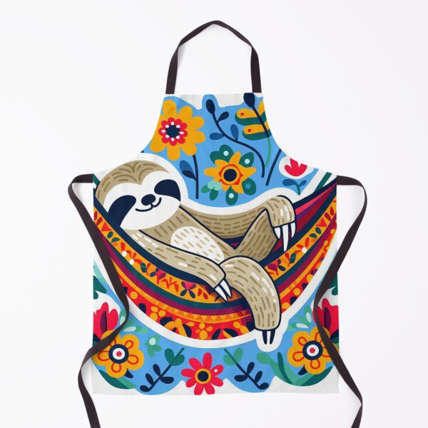 Item preview, Scandinavian Folk Art cute Sloth relaxing in a hammock designed and sold by FOLK ART FUSION by heidiannemorris.
