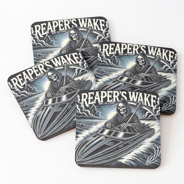 Item preview, Grim Reaper Riding a Speedboat Ride the Storm designed and sold by Pattamo1.