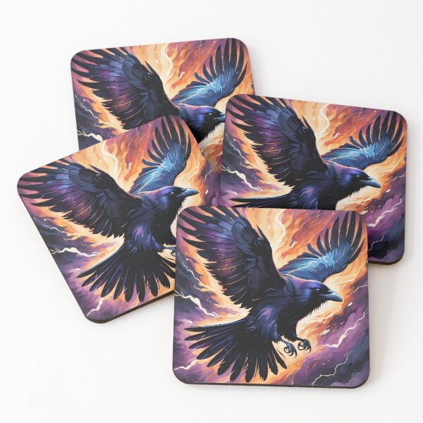 Item preview, Raven in Flight - Ink Illustration  designed and sold by ByteyCreatives.