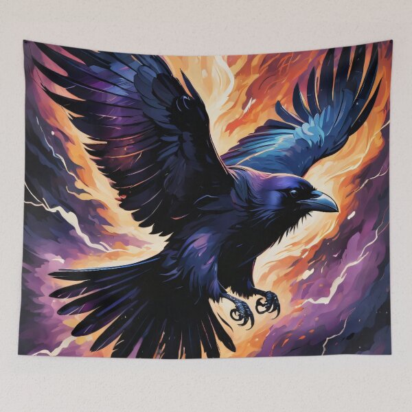 Item preview, Raven in Flight - Ink Illustration  designed and sold by ByteyCreatives.