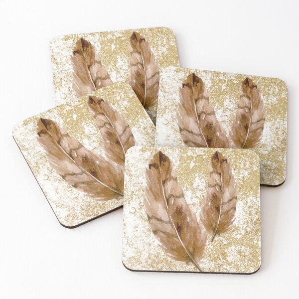 Item preview, «Digital Prints: Abstract Feathers in Brown Tones for a Boho Style Home» designed and sold by FunPrintCraft.