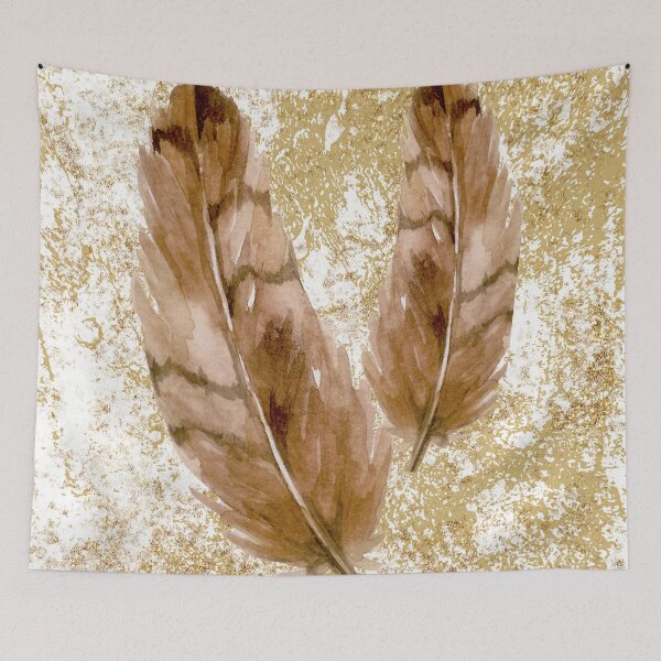 Item preview, «Digital Prints: Abstract Feathers in Brown Tones for a Boho Style Home» designed and sold by FunPrintCraft.
