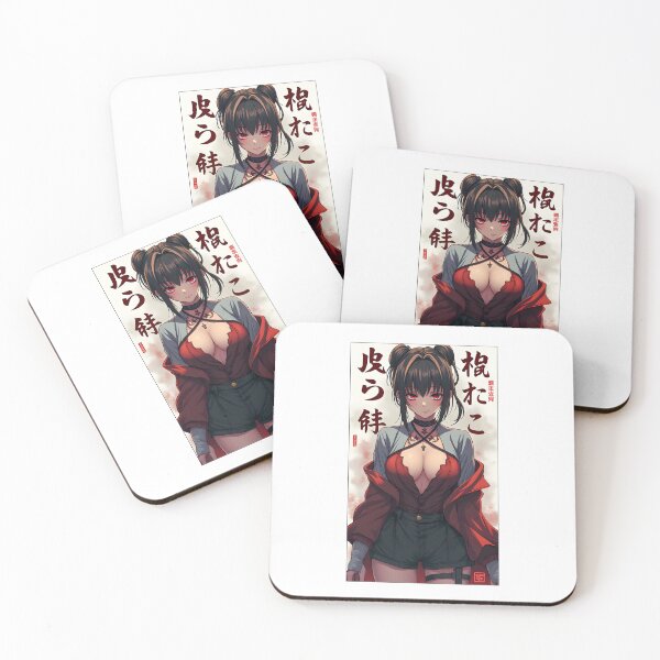 Item preview, Fierce Anime Girl with Twin Buns | Red Eyes & Stylish Crimson Top | Japanese Manga Art designed and sold by Anime Shape.
