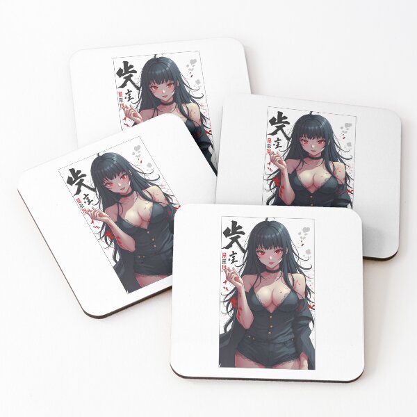 Item preview, Seductive & Dangerous Anime Girl | Black Hair, Red Eyes, & Dark Outfit | Japanese Manga Art designed and sold by Anime Shape.