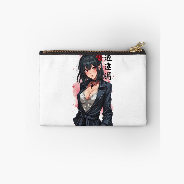 Item preview, Mysterious Anime Girl with Red Rose | Dark Hair, Lace Top & Black Coat | Japanese Manga Art designed and sold by Anime Shape.