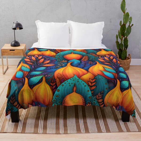 Aperçu de l'œuvre Abstrait Figue et Fleurs Fantaisie Rétro Floral Boho Thanksgiving créée et vendue par SecretDicer.