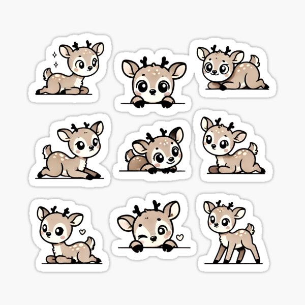 Item preview, Cute Deer Sticker Pack - Adorable Kawaii Fawns designed and sold by SeGoArtDesign.