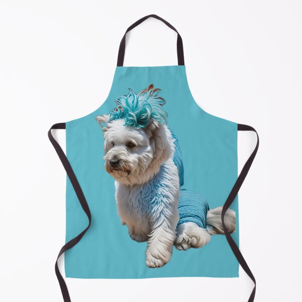 Item preview, White and blue fluffy dog designed and sold by Jennifer Morcom.