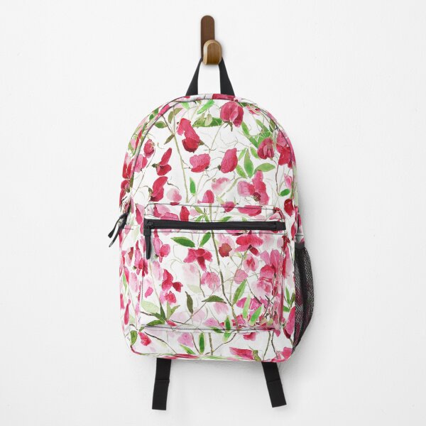 Item preview, hand painted magenta pink sweat peas flowers pattern designed and sold by ColorandColor.