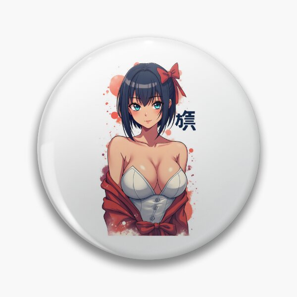Item preview, Sultry Anime Waifu with Red Bow | White Corset & Alluring Smile | Japanese Manga Style designed and sold by Anime Shape.