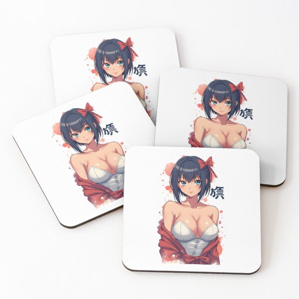 Item preview, Sultry Anime Waifu with Red Bow | White Corset & Alluring Smile | Japanese Manga Style designed and sold by Anime Shape.