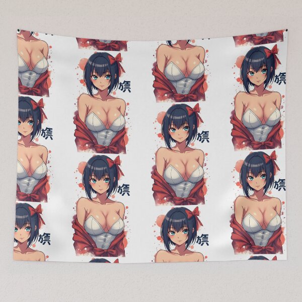 Item preview, Sultry Anime Waifu with Red Bow | White Corset & Alluring Smile | Japanese Manga Style designed and sold by Anime Shape.